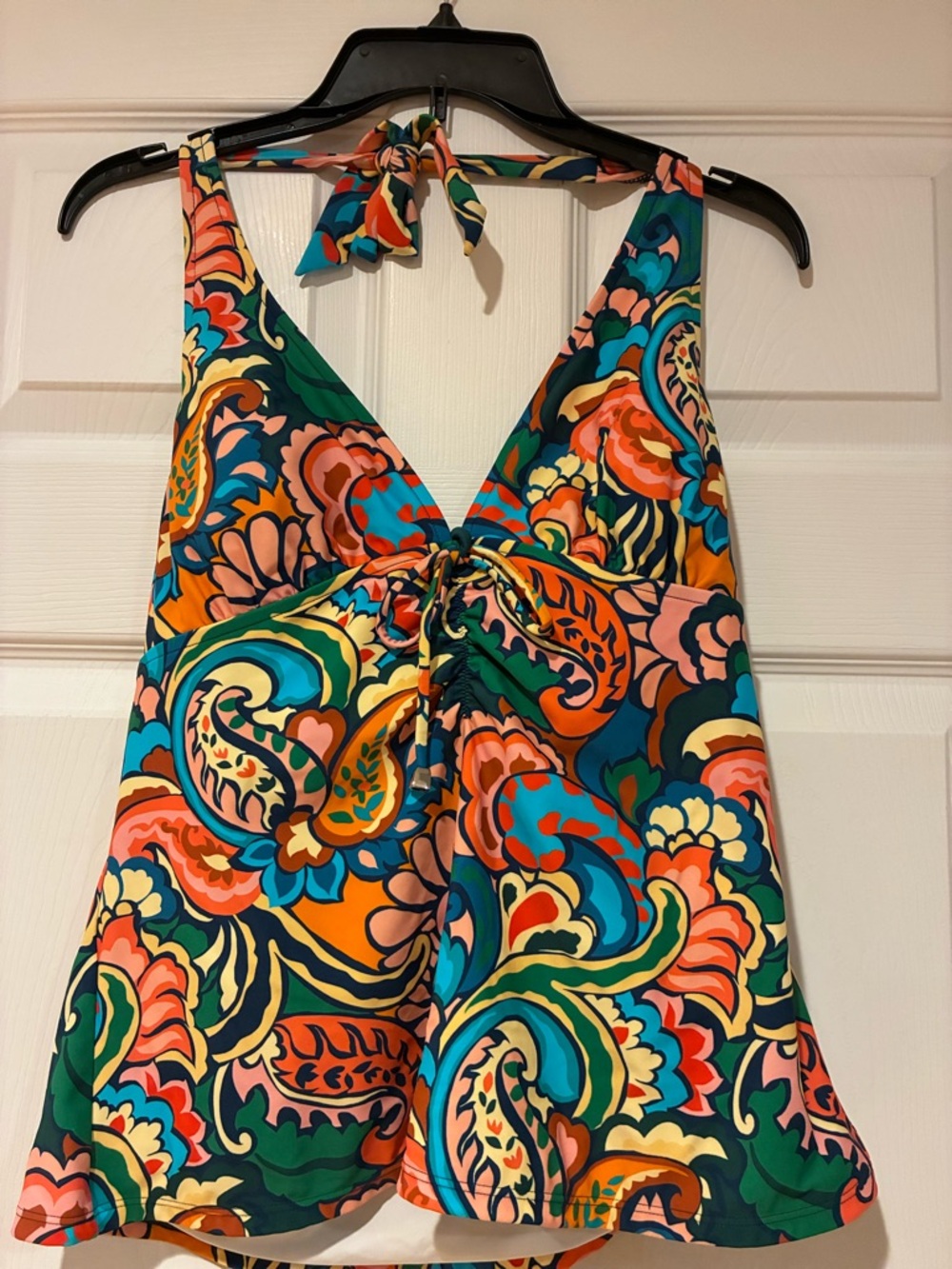 Venus Women’s Halter Peplum Tank Top - Multicolor Paisley